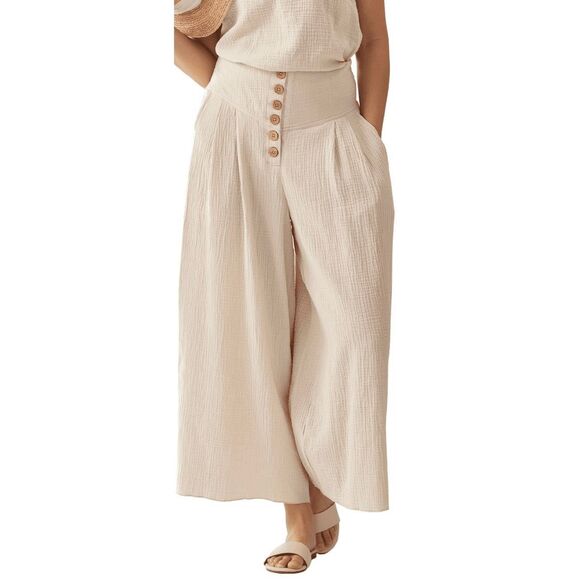 Charlie Paige Wide Leg Resort Pant Cotton and Pockets Size Small - Picture 2 of 11